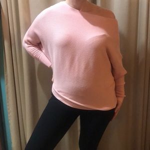 Light pink off the shoulder sweater